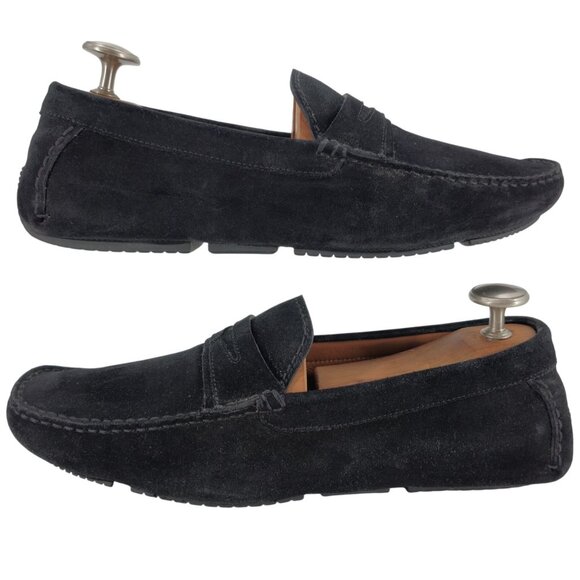 Aquatalia Italy Black Suede Weatherproof Driving Loafers Mens 11.5 Dress Shoes - Picture 4 of 13